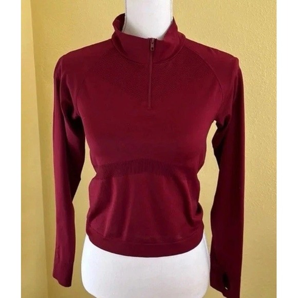 Victorias Secret Pink Shirt Womens M/L‎ Burgundy Wine Active Athletic Athleisure - Picture 1 of 9